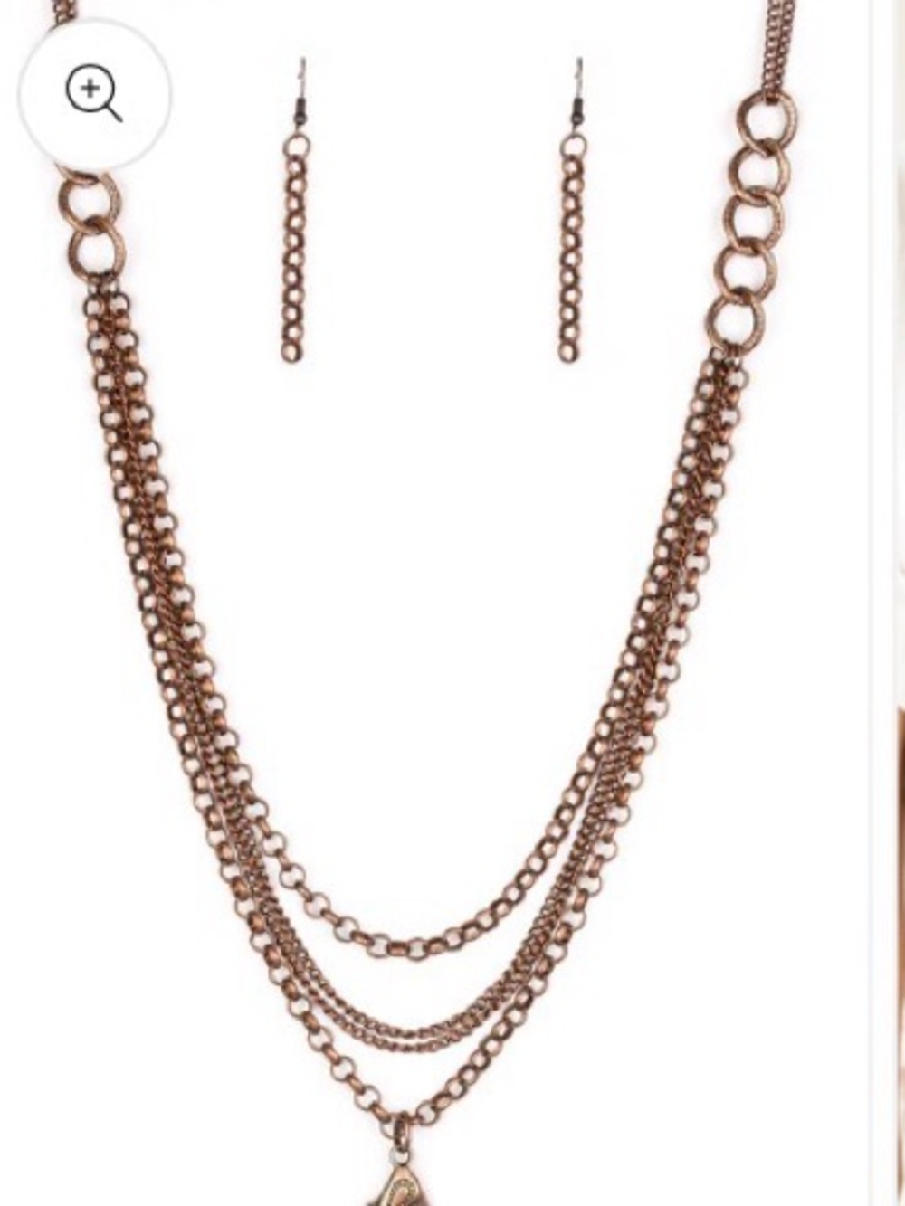 Multi-Strand Copper Chain Necklace and Earrings Set lanyard